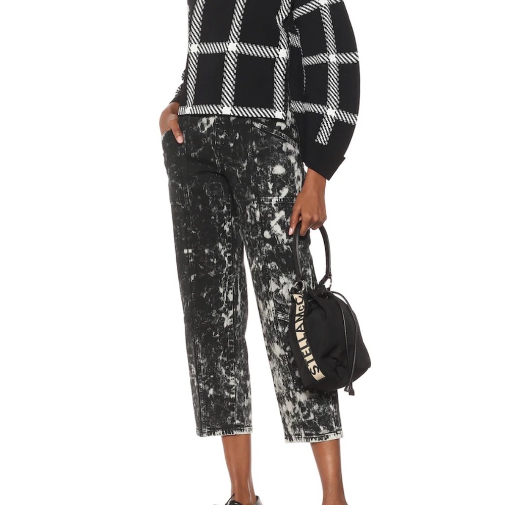 Stella McCartney Galaxy Printed High Rise Cropped Jeans Black Size 26